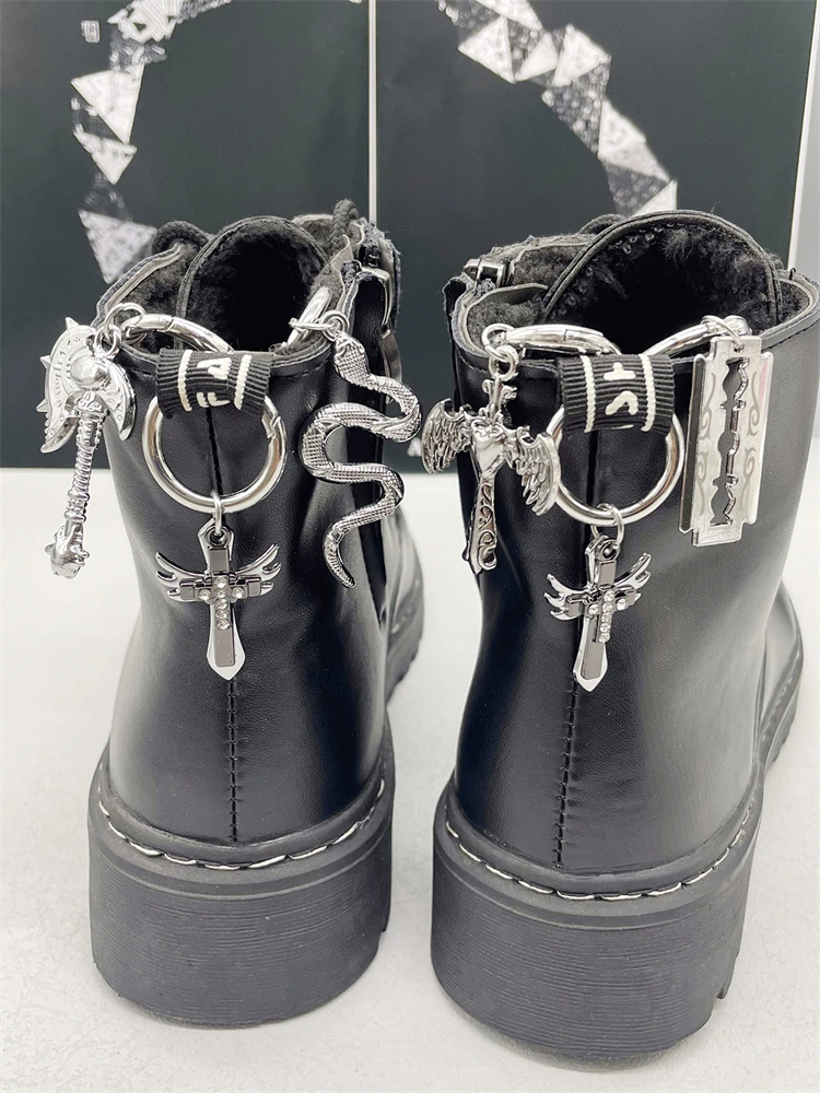 2PCS Punk Style Bling Cross Shoe Pendants Decorations Silvery