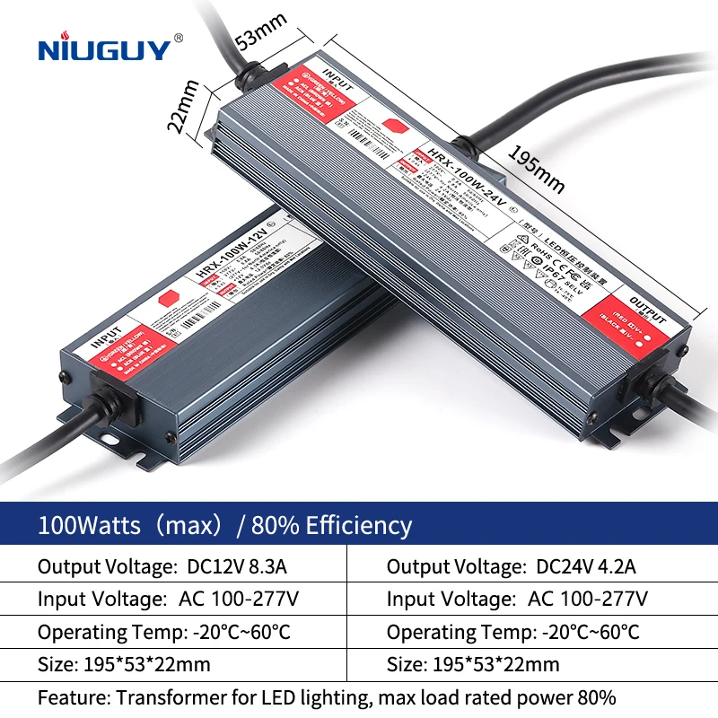 AC/DC Wasserdichtes Beleuchtungsnetzteil IP67 12V 24V Outdoor LED-Treiber 600W 500W 400W 300W 200W 100W Transformator-Netzteil