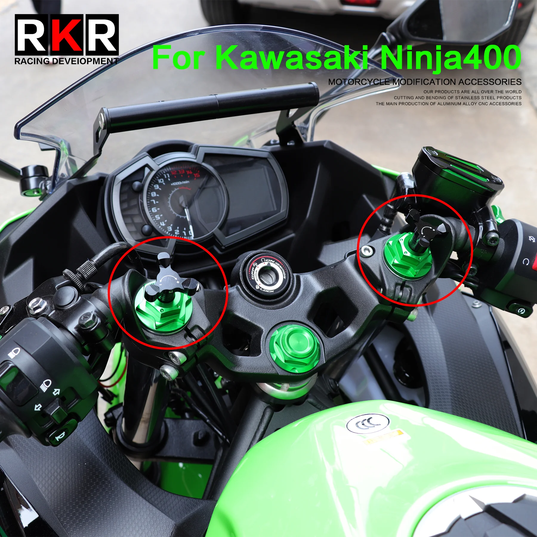 CNC Motorcycle Front Shock Absorber Nut Cap Preload Adjuster Fork Bolts Decorative Cover for Kawasaki NINJA400 Ninja 400 Z400