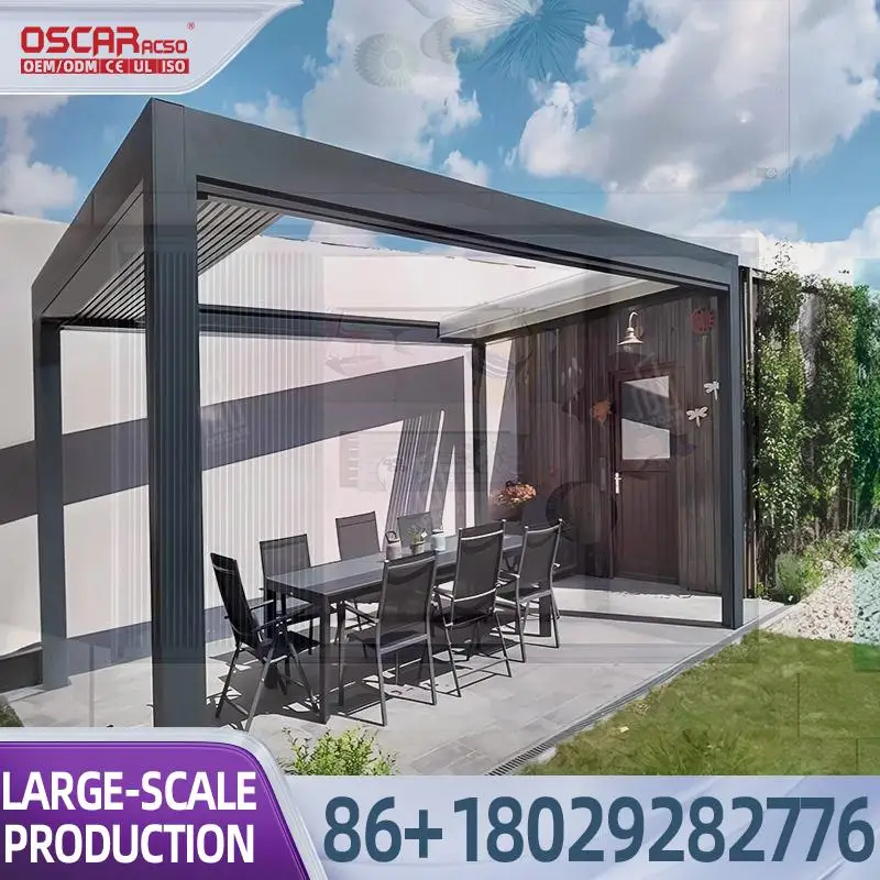 Estructura Bioclimática Motorizada de Alta Gama para Exteriores con Lamas Revestidas para Terraza y Balcón, Pérgola