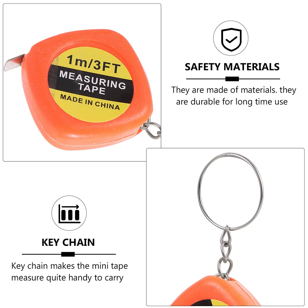 

10 Pcs Small Tape Measure Retractable for Sewing Lightweight Keychain Square Measuring Mini Tailor Cartoon Tool