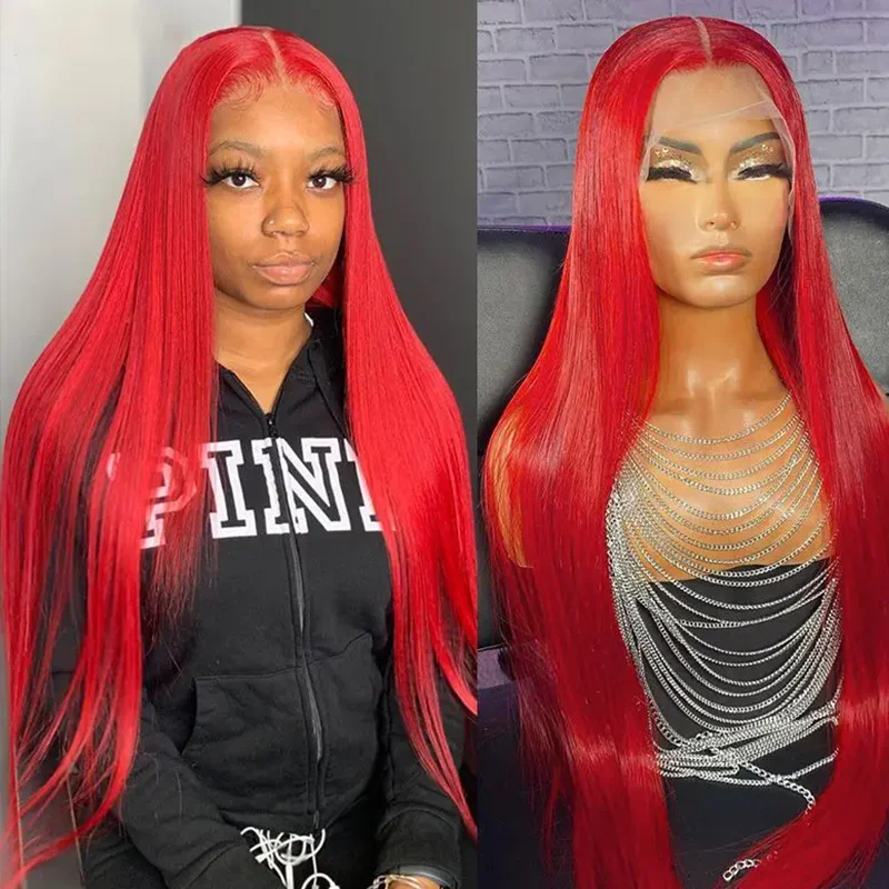 

100% Human Hair Wigs Red Color 13x6 HD Lace Wigs 40 inch Straight Lace Front Wigs 13x4 Lace Front Wigs For Black Women