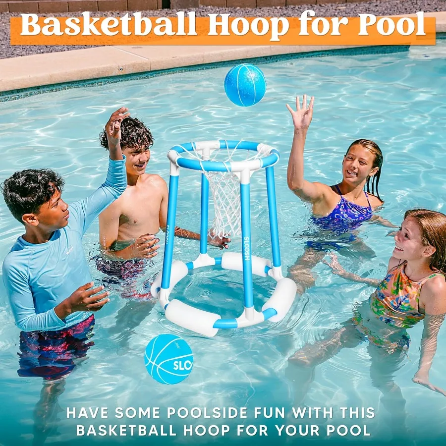 Ensemble de canapés de basket-ball de piscine, jeu de piscine de basket-ball flottant, jouets de flotteurs de natation avec pompe à balles, jouet de jeu d'eau en plein air d'été