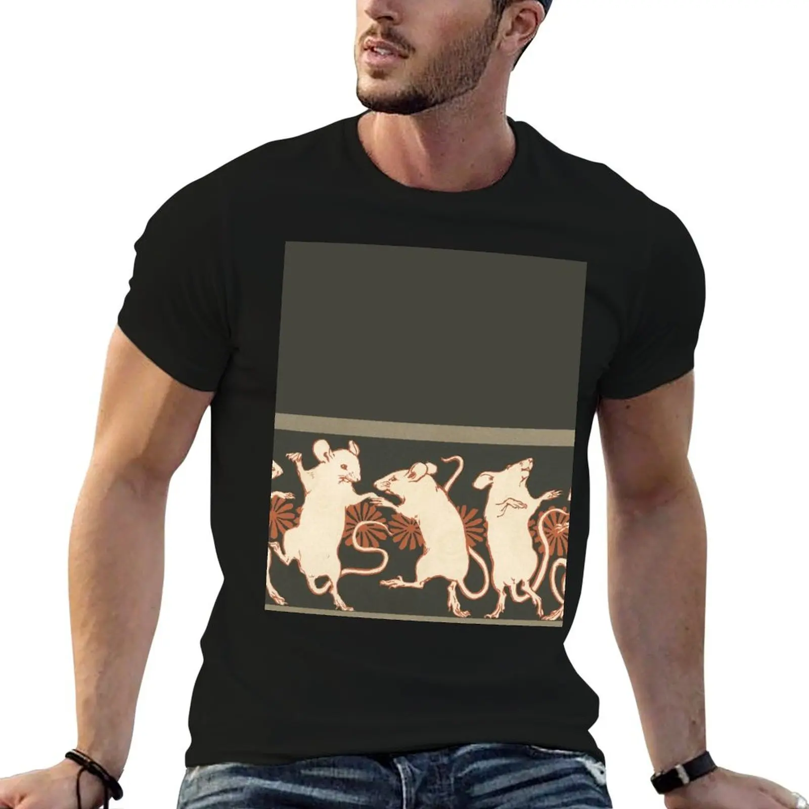 Dancing Mice - Vintage Art Nouveau Pattern T-Shirt blanks anime basketball graphic tees men t shirt