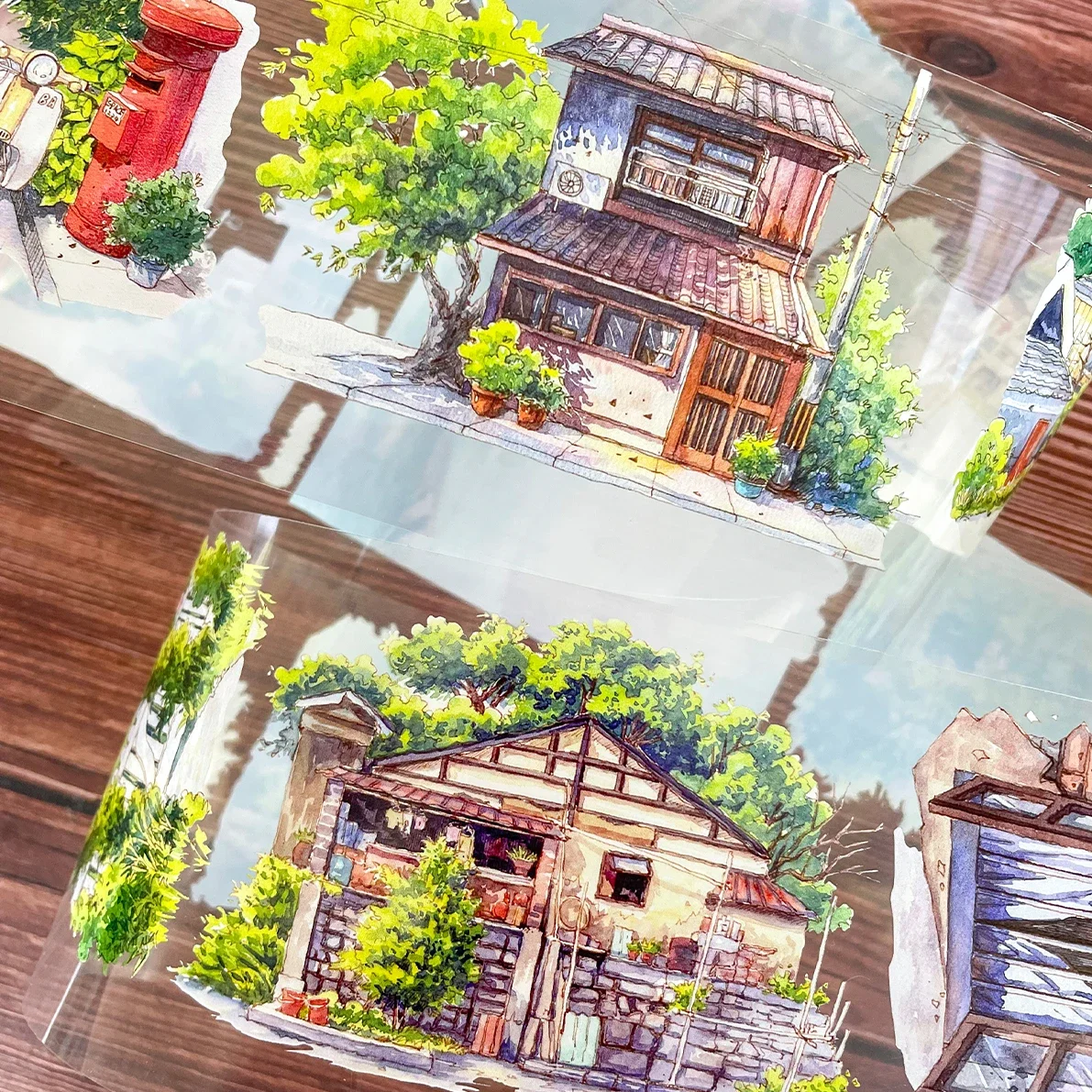 5.8 House Tree Street PET Washi Tape Landscaping Forest Journal Landscape