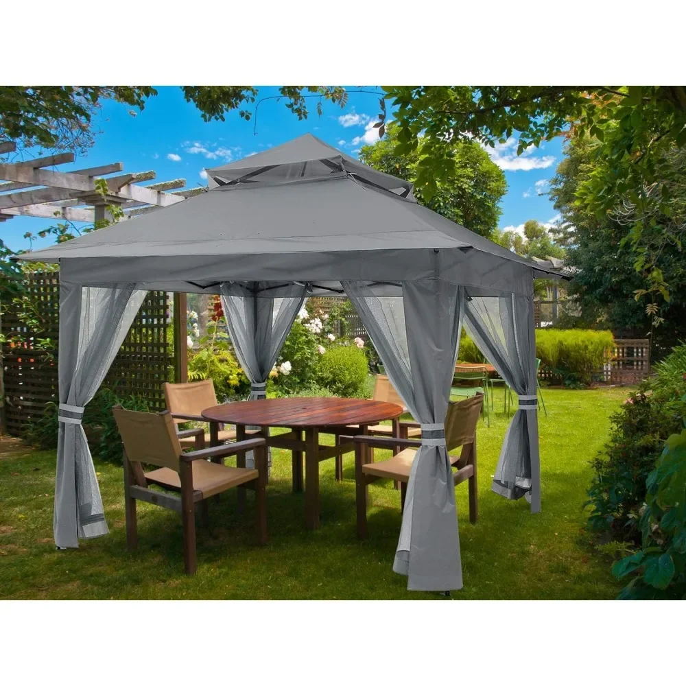 

Patio Gazebo Outdoor Pop-Up Gazebo with Mesh Walls (13x13), Outdoor Canopy, Sunshade Tent, Suitable for Gardens and Courtyards