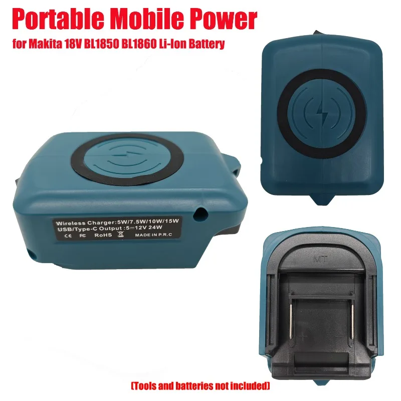 

Портативное мобильное зарядное устройство с литий-ионным аккумулятором для Makita 18V BL1850 BL1860 с портами USB и Type-C