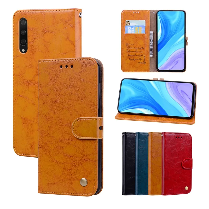

Flip Wallet Leather Case for Huawei Y9S Cover with Clip Brown Red Covers