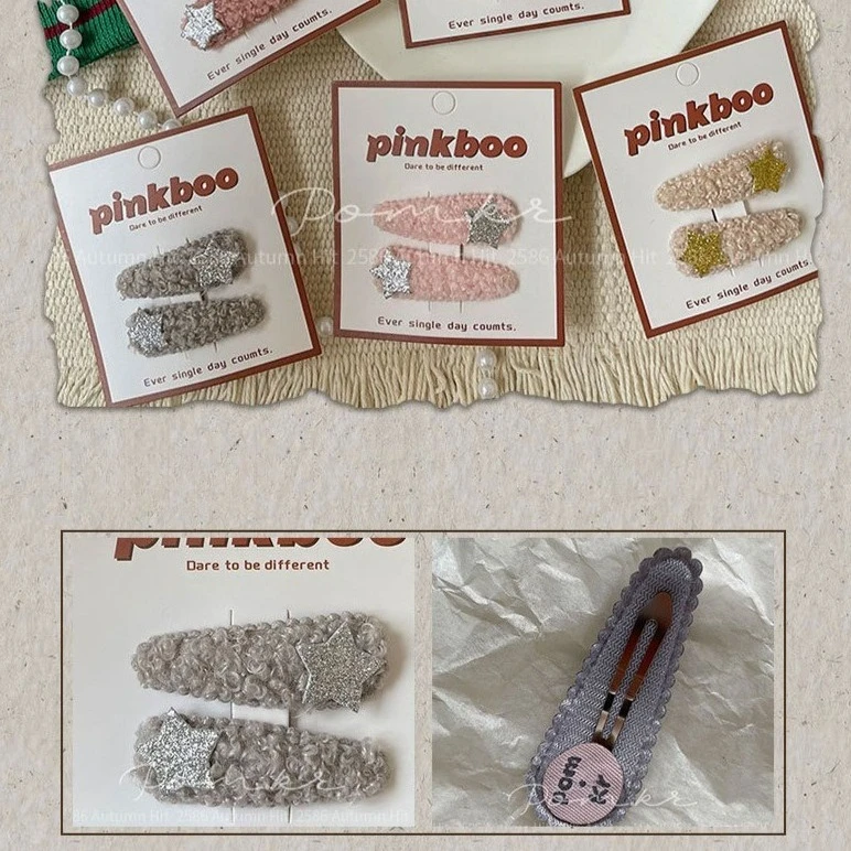 

Sherpa Five Star Hair Clips for Girls Sweet Side Bang Barrettes Fringe Holders Cute Toddler Daily Headwear Accessory