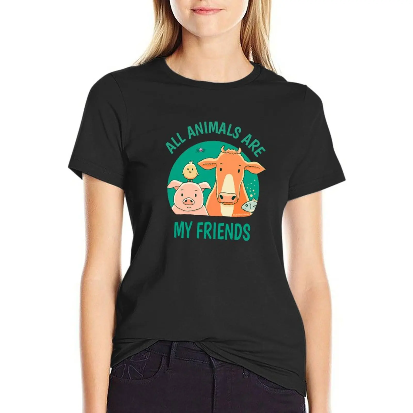 

All animals are my friends T-Shirt anime clothes summer tops plain fashion woman blouse 2025