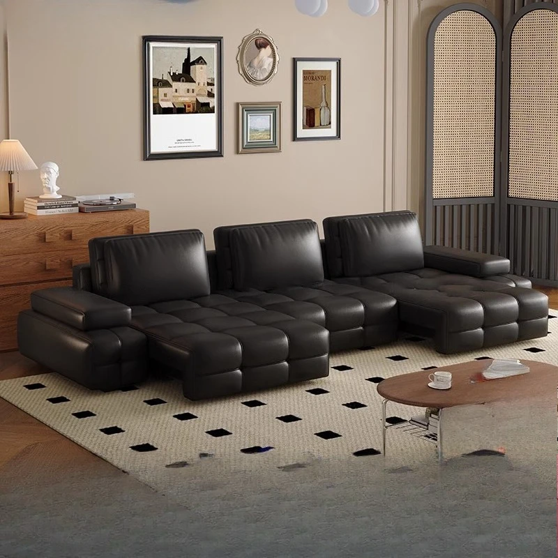 Lawrence Leather Sofa First Layer Cowhide Multi-functional Electric Retractable Zero Against The Wall Italian Living Bed