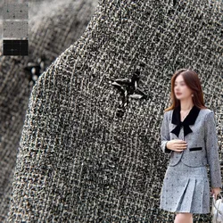 Grey Lattice Yarn-Dyed Braided Tweed Fabric For Woman Autumn Jacket Dress Winter Coat Suit DIY Tweed Cloth Sewing Material