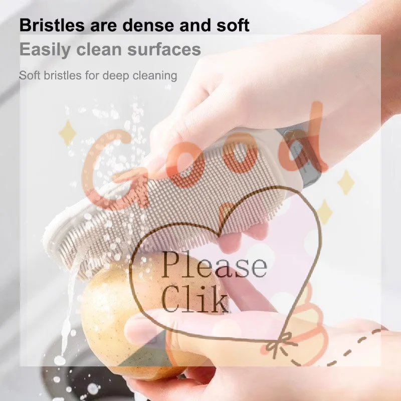 【HG】Quick-Drying Cleaning Brush Double-sid TPR Dish Brush Multi-Functional Fruits Vegetables Scrubber Kitchen Tool