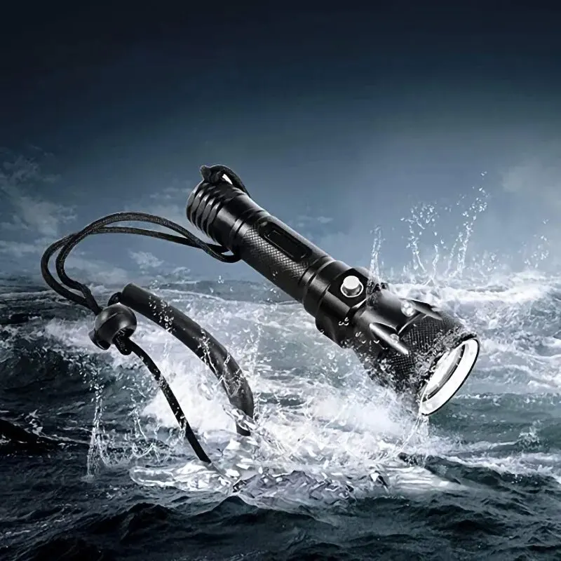 LED Underwater Scuba Lamp Diving Flashlight edc IPX8 Torch Diving Equipment 100m Waterproof Light Suit Swimming Lantern Light