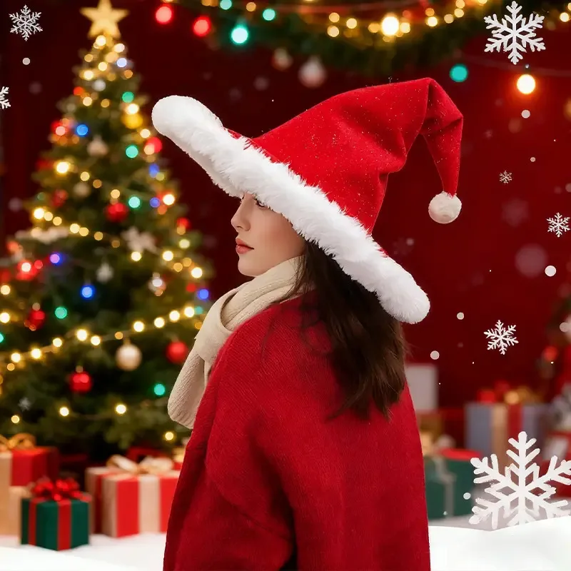 

Christmas Hat, Santa Hat Holiday for Adults Unisex Comfort Extra Thicken Fur Xmas Hat for New Year Festive Party