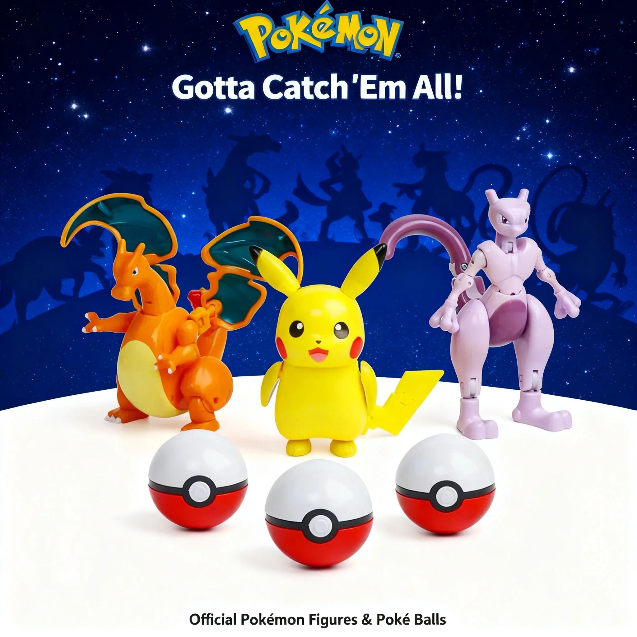 Pokemon Pikachu Charizard Mewtwo Mew Eevee Gengar Lapras Blastoise Venusaur Gyarados Pokeball Figure Ball Educational Toy Kids