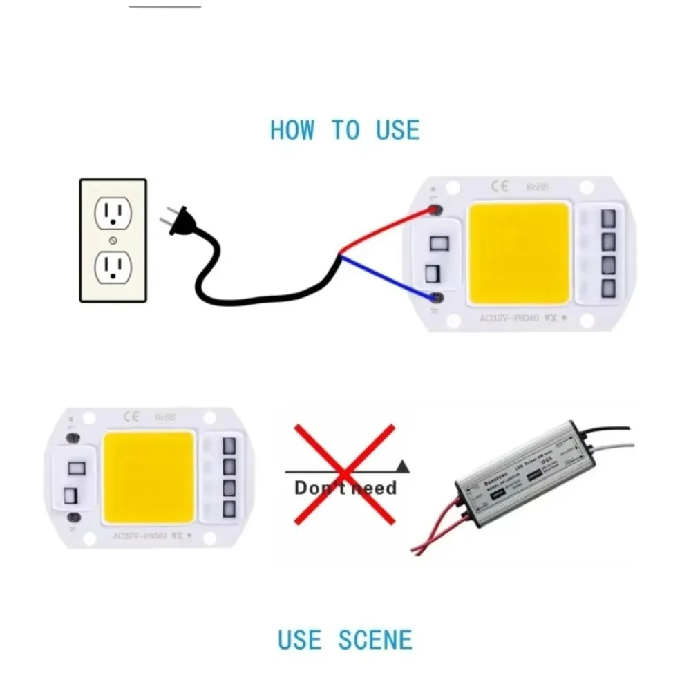 1~10PCS LED COB Chip 220V Led Chip No Need Smart IC Driver Diode Chip 20W 30W 50W Outdoor DIY Lights Floodlights Spotlights