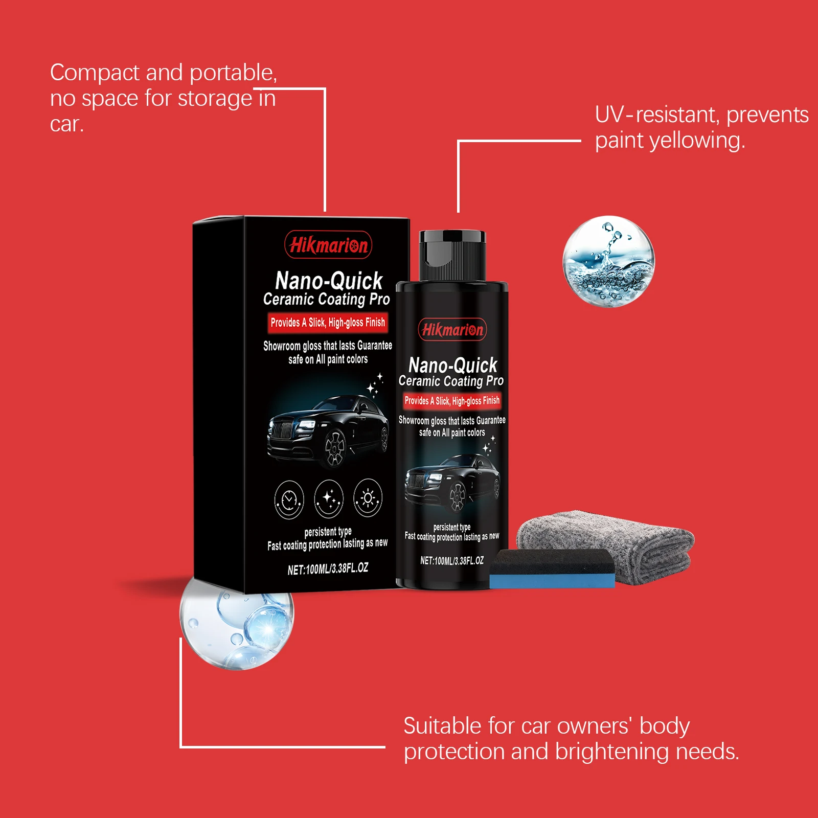 9H Nano-Keramikbeschichtung Pro-Kit SiO2 Lackversiegelung Superhydrophob Hochglanz-Spiegel-Finish Kratzfest UV-Schutz Auto-Detailing – Detail 10