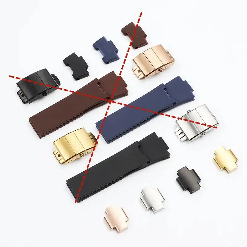 

EIDKGD Watch Band End Link Only Silver Black Gold Rose Color Connection For Ulysse Nardin Strap 2pcs In Package