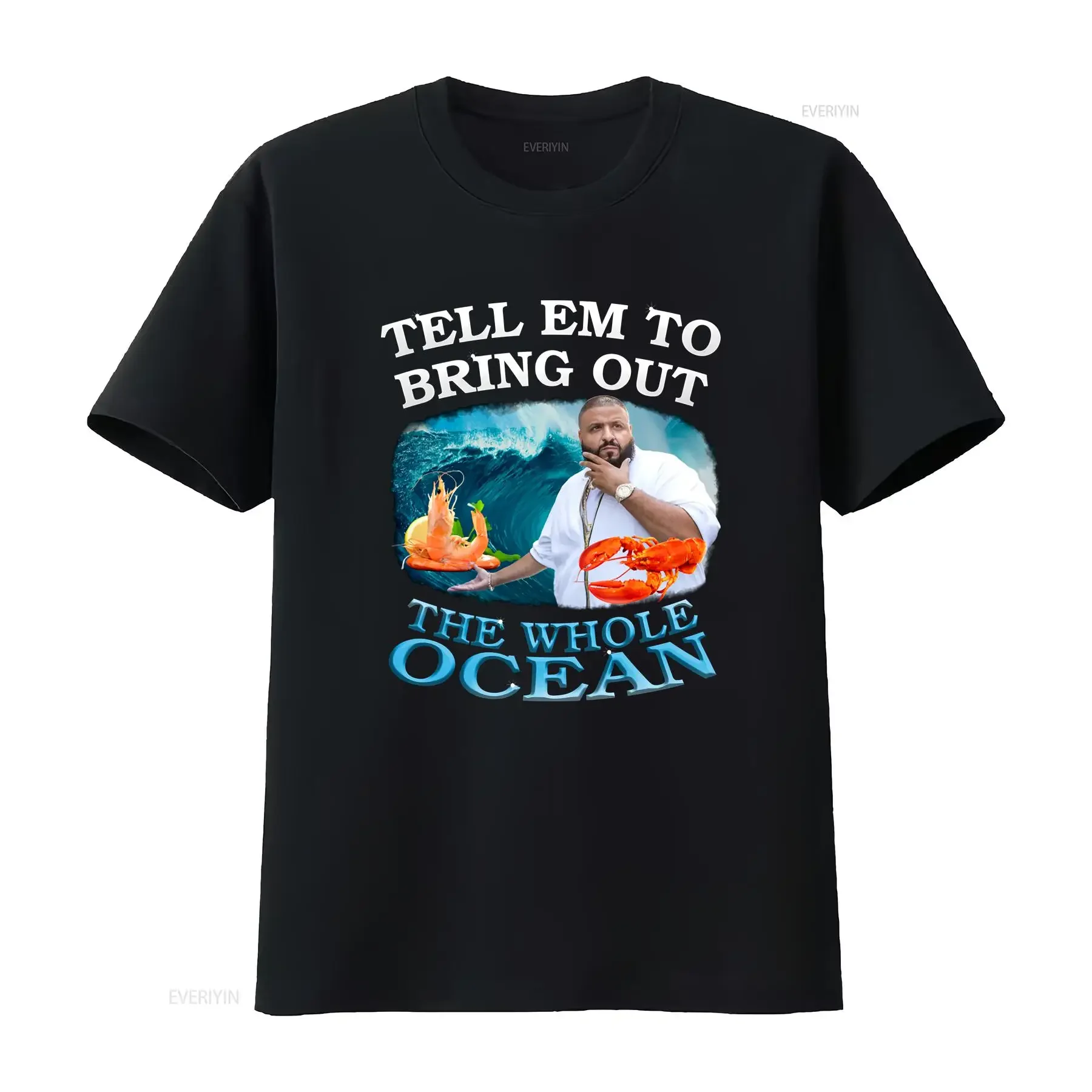 DJ Khaled Bring Out the Whole Ocean T-Shirt Lustiges Meme-Hommage Vintage Gewaschen Bequem Stilvoll für Herren Leicht