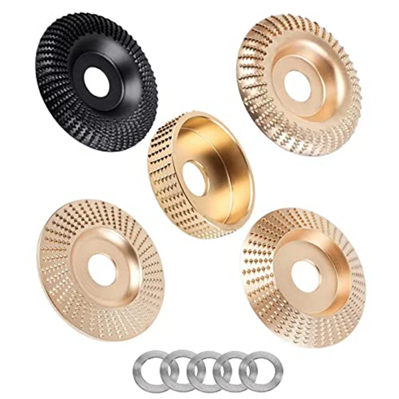 

5 Pack Wood Carving Disc Set Replacement For 4Inch Angle Grinder With 5/8Inch Arbor, Angle Grinder Attachments, Woodworking Disc