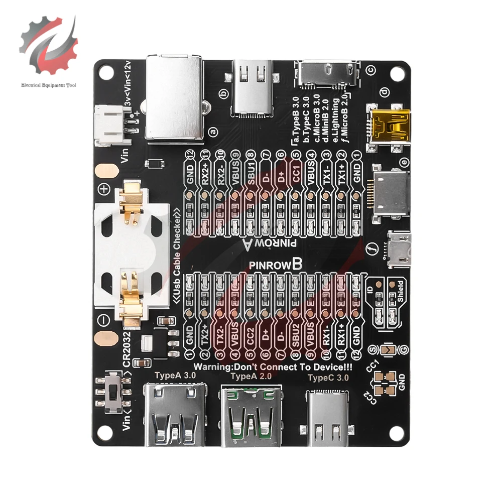 USB Data Cable Detection Board USB Cable Tester Type-C Micro A Type B Test Board Short Circuit On-Off Switching For iOS Android