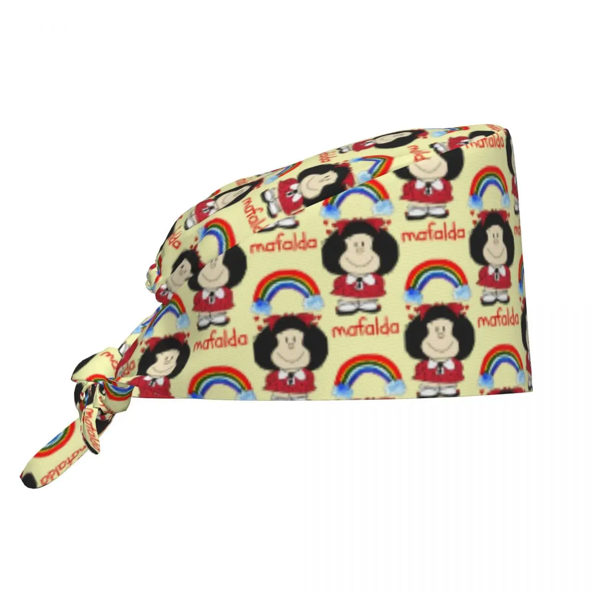 Custom Quino Comic Mafalda Rainbow Medical Staff Scrubs Hat Men Women Argentine Cartoon For Chef Hat Scrub Caps