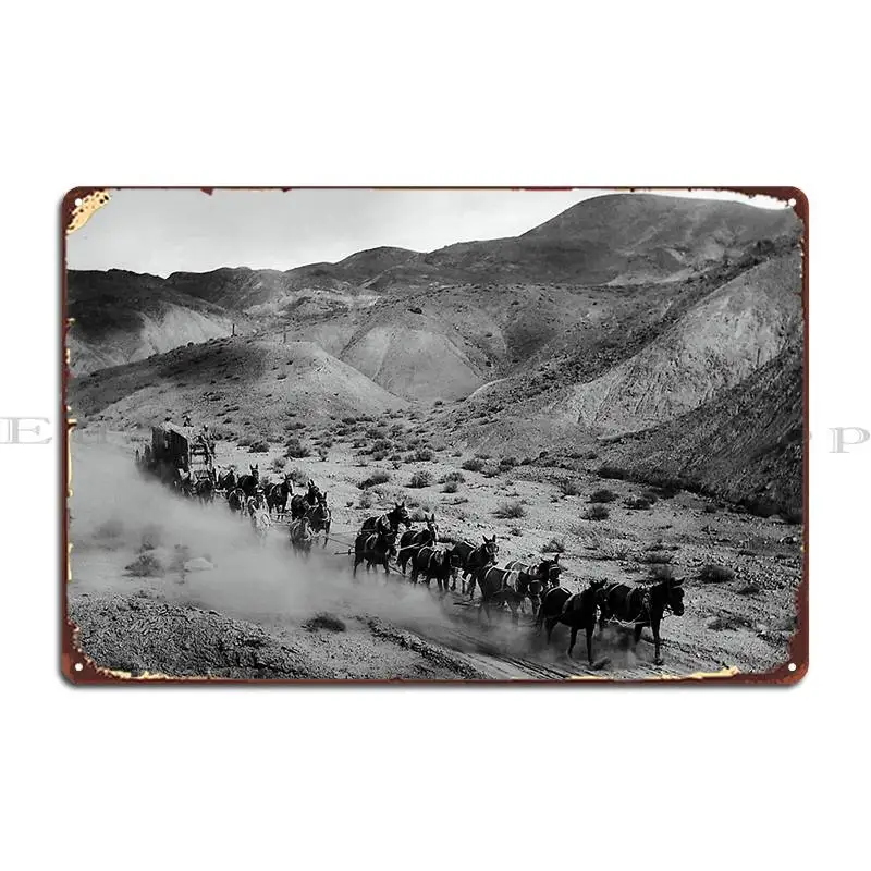 Metal Sign Poster para Wall Cave Decoration, Cinema Classic, sinal de lata, 20 Mule Team, bórax, Hauling Wagon, C 1883