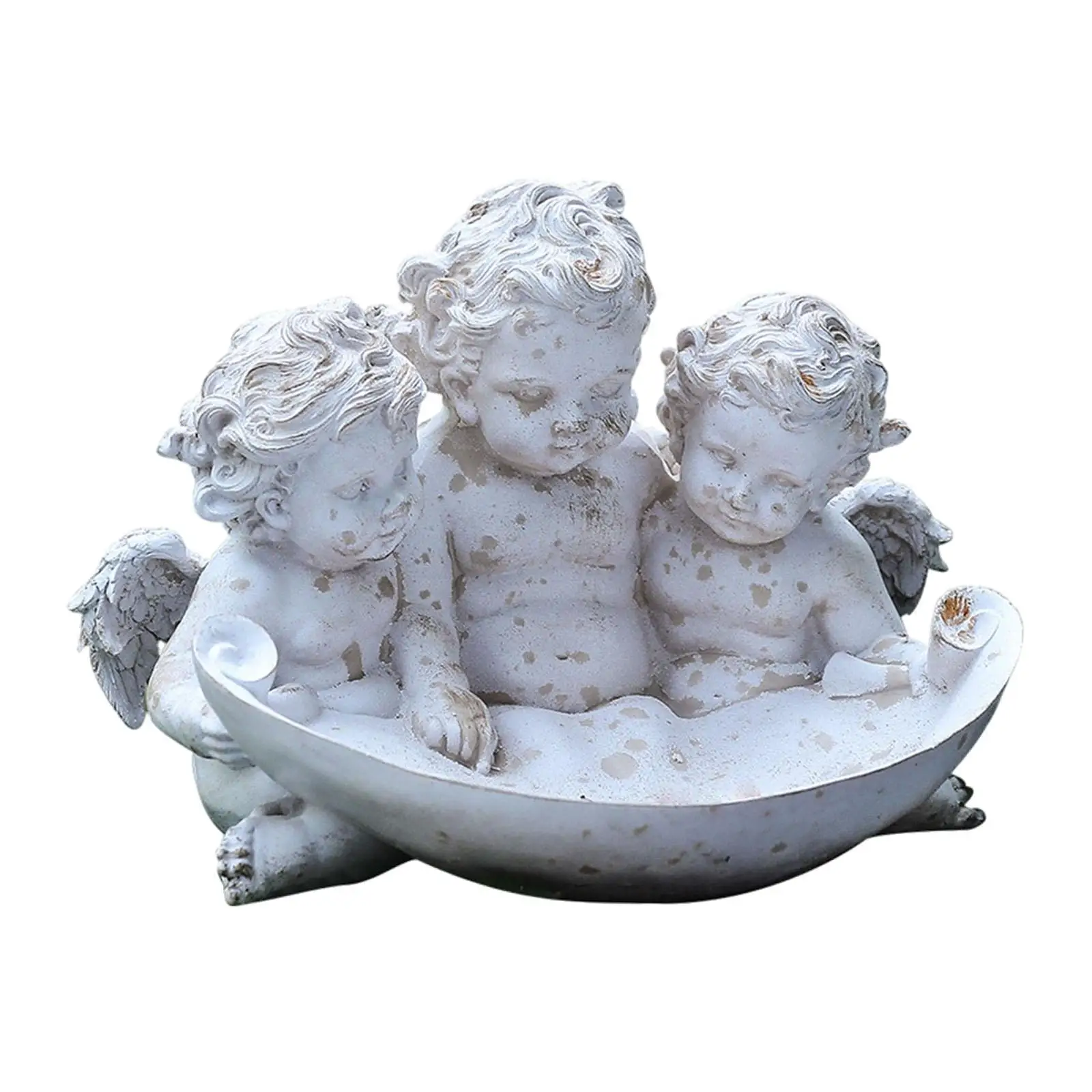 Angels Garden Statue Lawn Ornament Creative Decorative Figurine for Poolside Areas Patios Landscape Yards Bird Feeder Bowl
