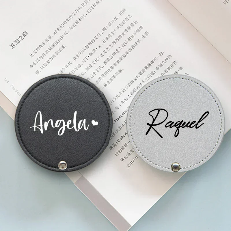 Personalized Leather Pocket Mirror Mini Travel Handheld Portable Makeup Mirrors Wedding Bridesmaid Gift For Her Name Engraved