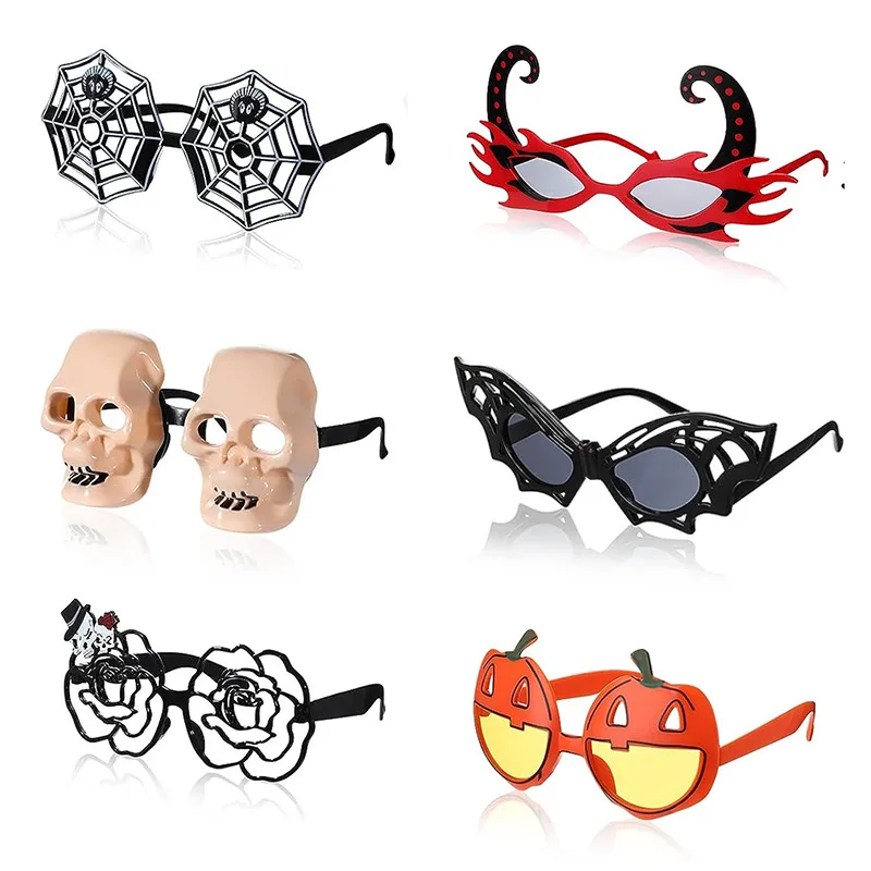 Halloween Wacky Plastic Glasses Pumpkin Skull Spider Web Bat Flower Net Styling Glasses Fun Performance Prop Children Best Gift