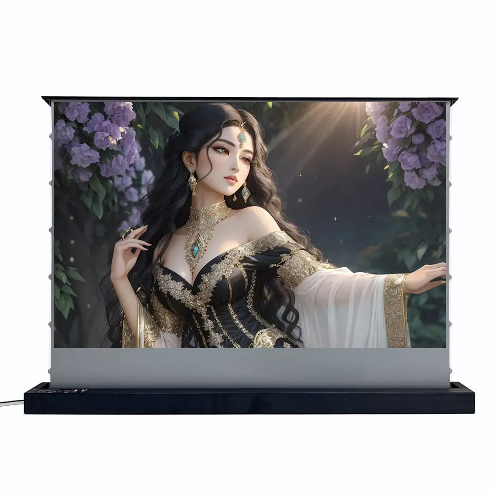 

120inch Ultimate Visual Upgrade Removable Electric Floor-Rising Projection Screen with Aluminium Alloy Housing For Home Theater