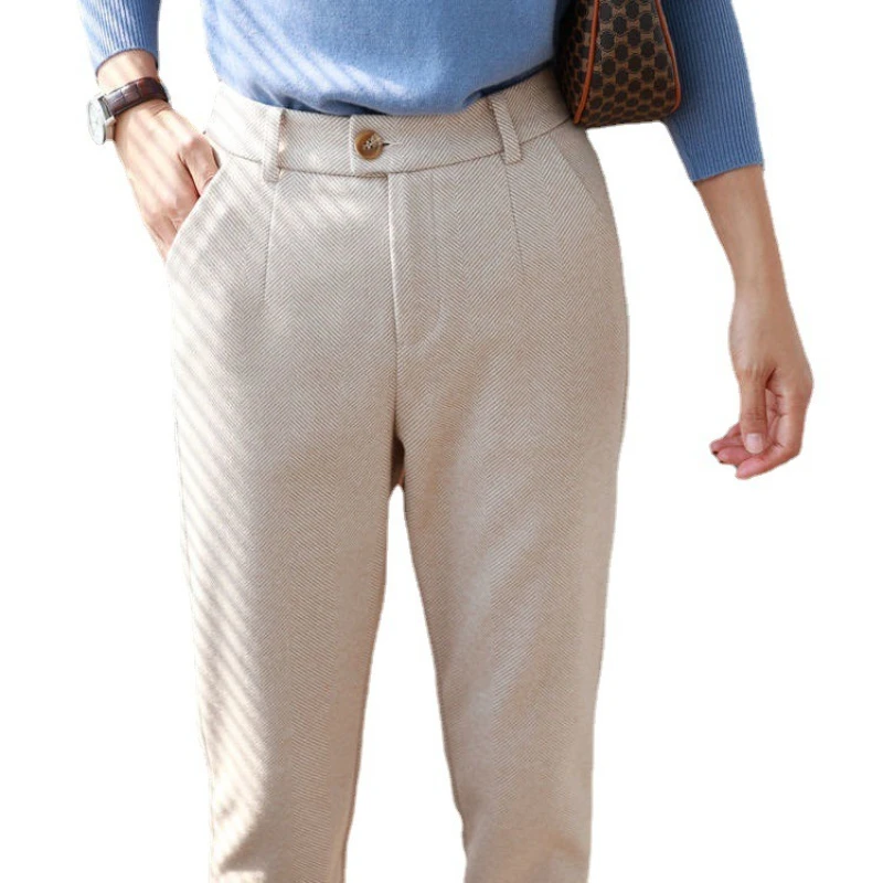 متعرجة السراويل الصوفية للأطفال 2025 الخريف والشتاء جديد عالية الخصر رقيقة هارلان صغيرة القدمين الفجل رداء غير رسمية السراويل #5