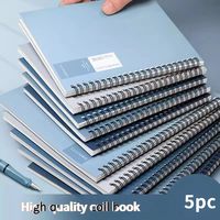A5 B5 Blue Series Spiral Notebook High Quality Metal Cardboard Cover for School Supplies Office Stationery Writing Durable Gift