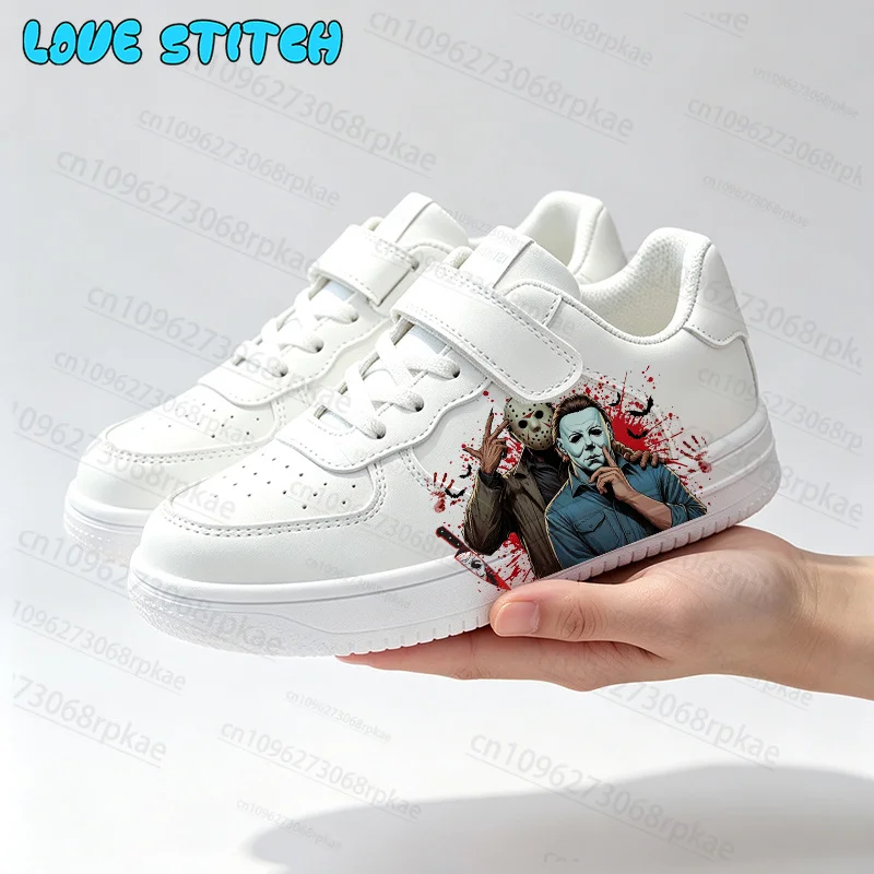 Halloween Michael Myers Scary Horror Themed Children Shoes Black Pattern Boys Girls Campus Activities Sports Shoes
