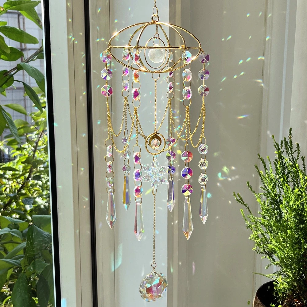 

Кристаллический солнечный ловец света Planet Suncatcher: Великолепная сияющая гирлянда для окна, подвесные колокольчики, призмы-сосульки, создатели радуги, декор для сада