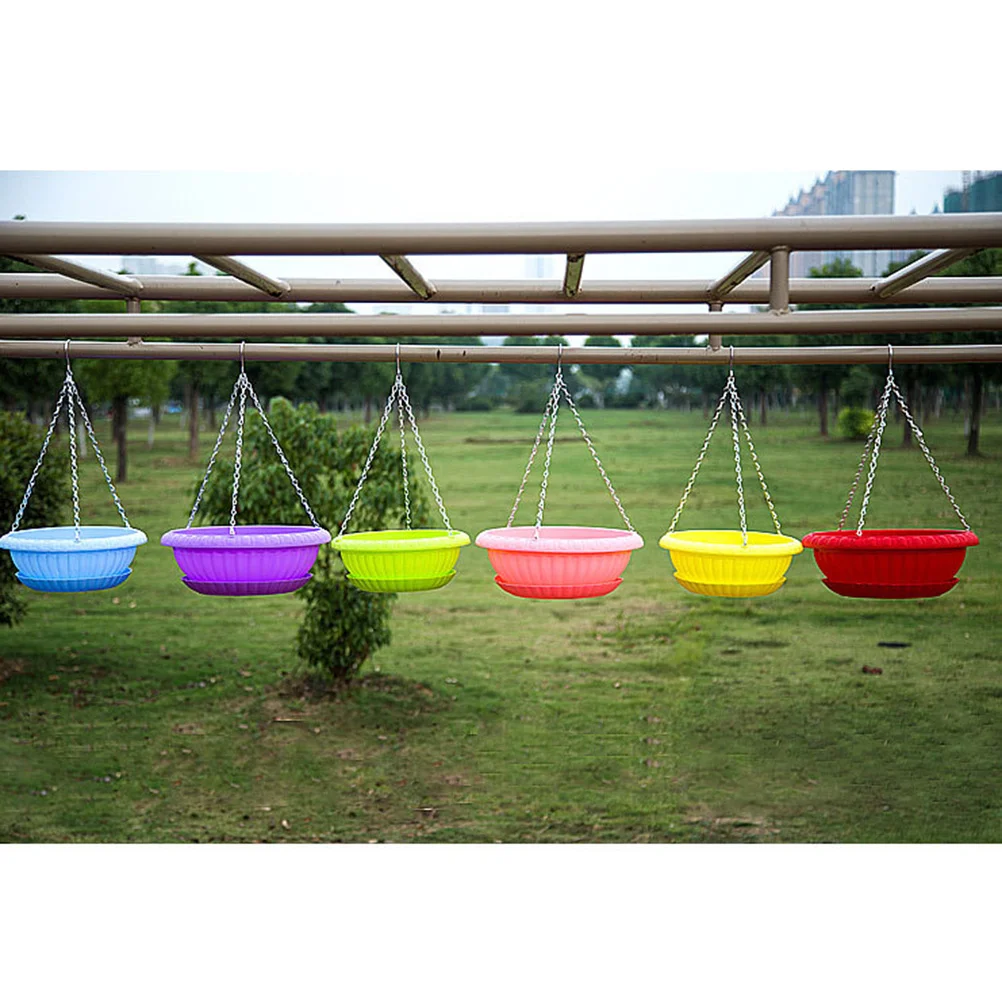 

1pc 29Cm Plastic Resin Thickened Hanging Flower Pot For Chlorophytum Wall Mount Basket With Iron Chain Breathable Plant Holder