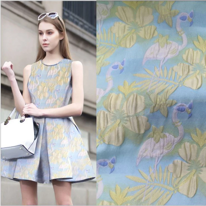 

HLQON High quality printed yarn dyed jacquard brocad fabric used for tissue women dress clothing patchwork