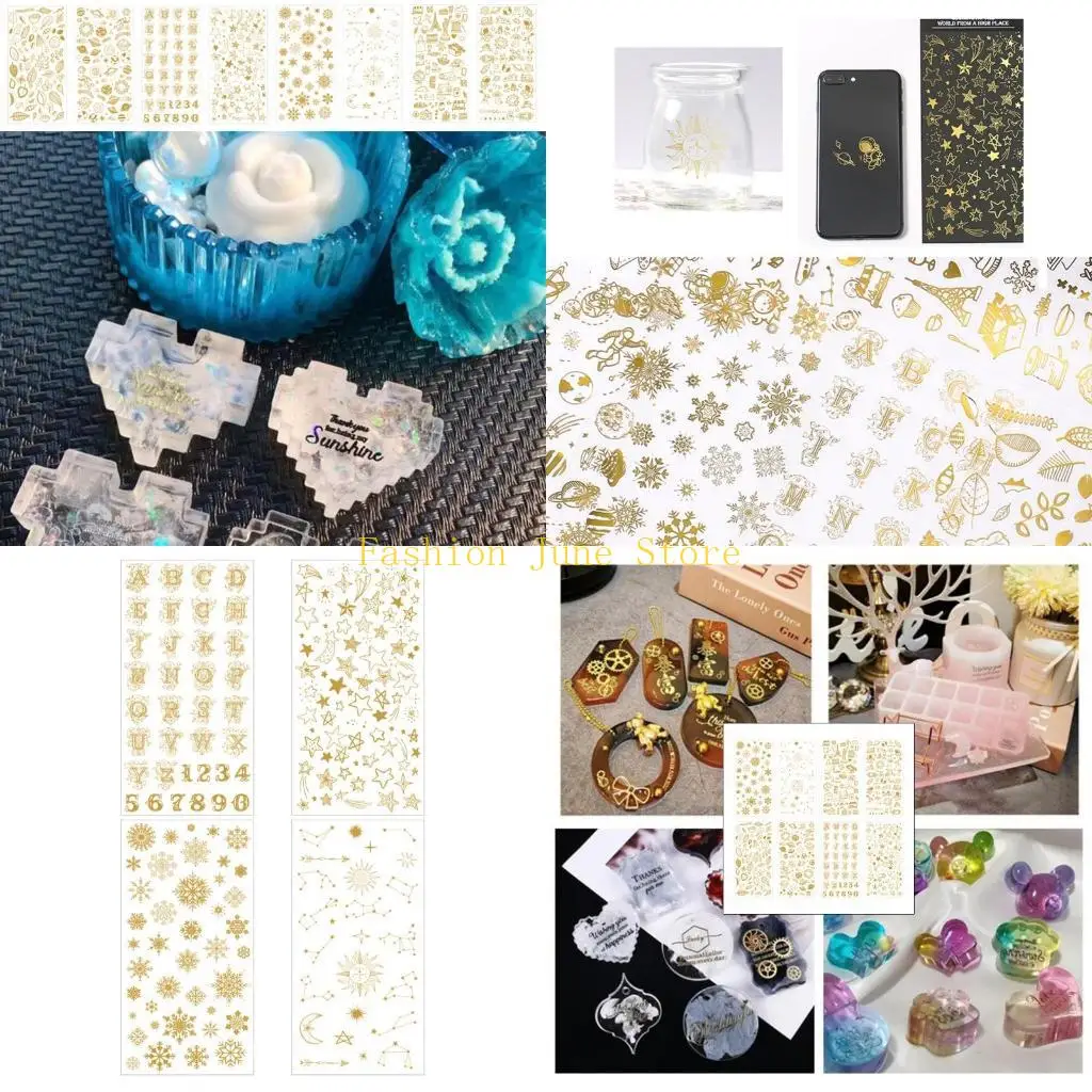 N5KA 8 Sheets UV Epoxy Resin Filling Material Stickers Resin Mold Decorative Lables DIY Crafts Jewelry Making Filler