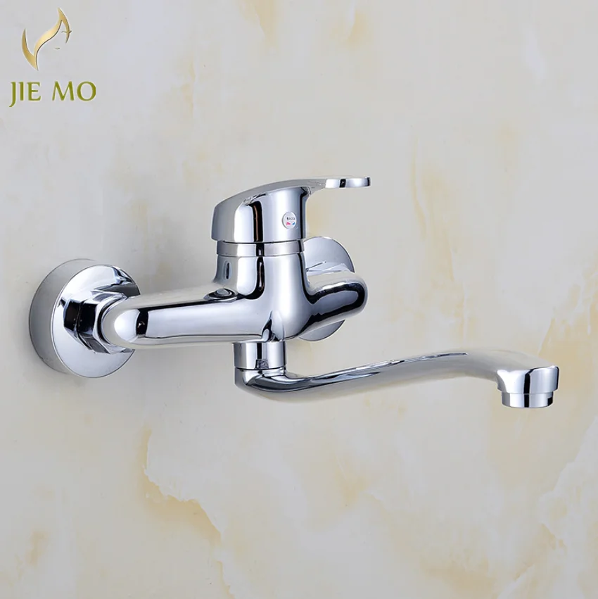 Imagem -05 - Fixado na Parede de Latão Cromado Torneira da Cozinha Vanity Faucet Swivel Toque Mixer Guindaste Torneira do Banheiro