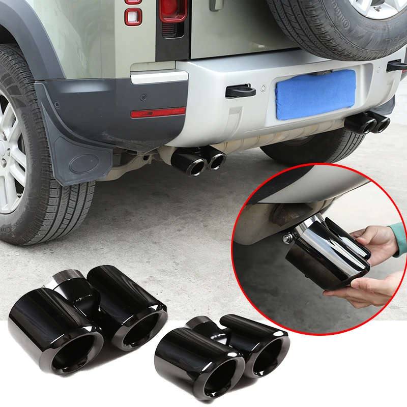 

Stainless Steel Car Accessories Exhaust Tail Throat Muffler Four-out Tail Pipe For Land Rover Defender 90 110 2020 2021 2022