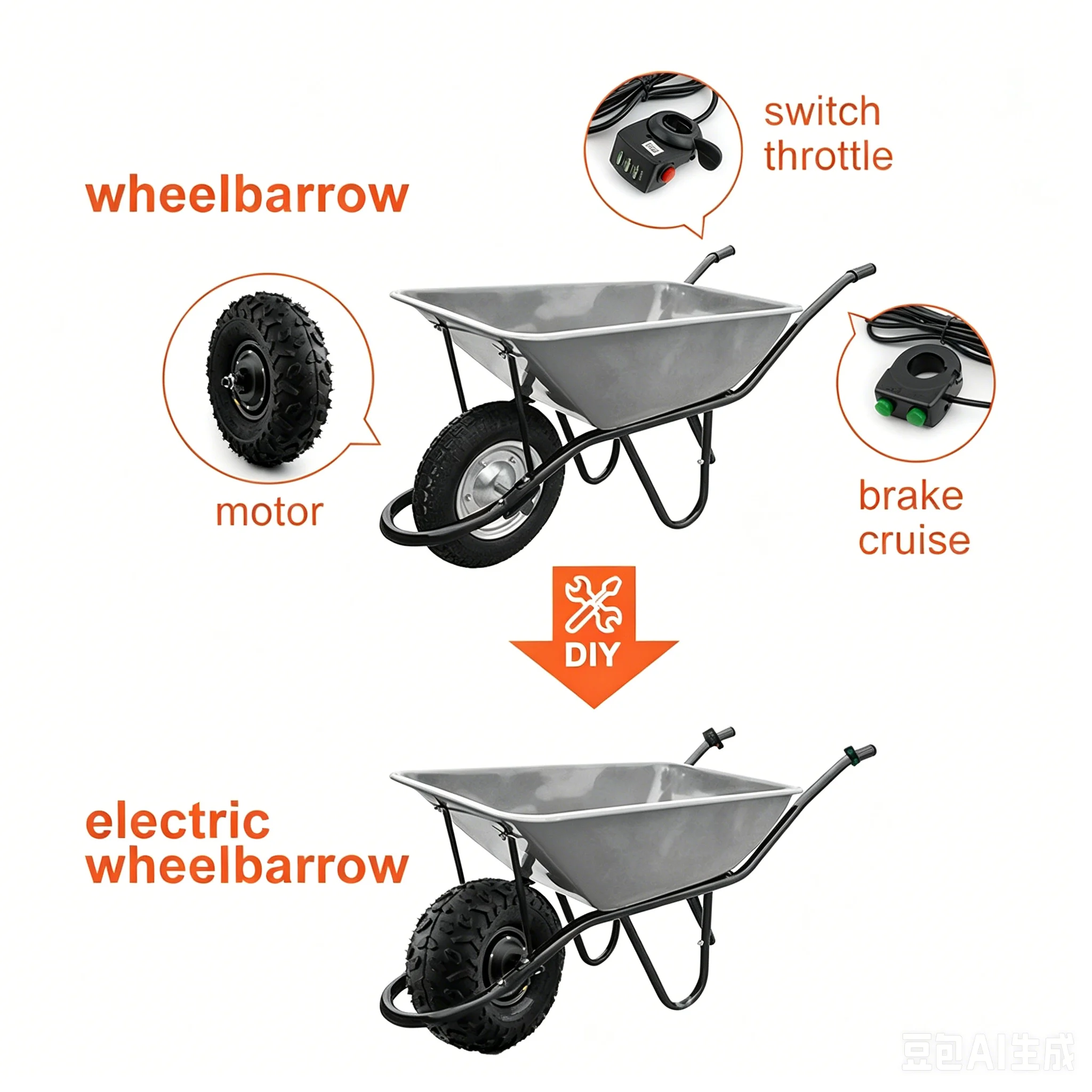14.5-inch Tire 350W Brushless Wheel Hub Motor Waterproof Plug Controller Kit For Electric Fishing Vehicle