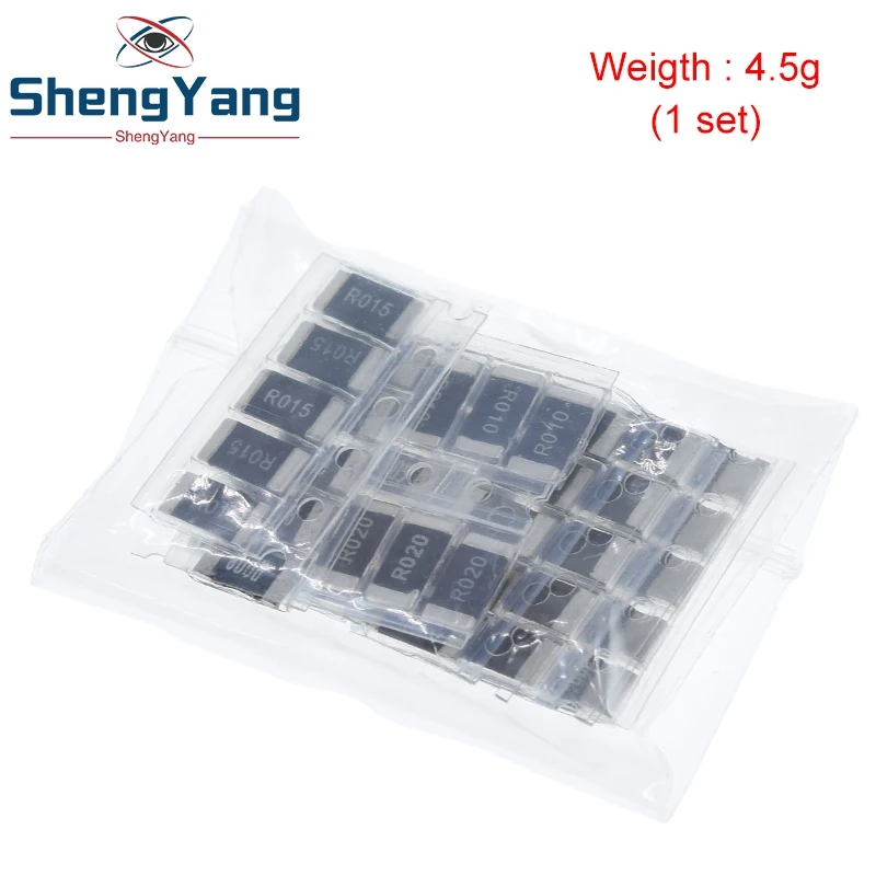 TZT 50PCS Alloy resistance 2512 SMD Resistor Samples kit ,10 kindsX5pcs=50pcs R001 R002 R005 R008 R010 R015 R020 R025 R050 R100