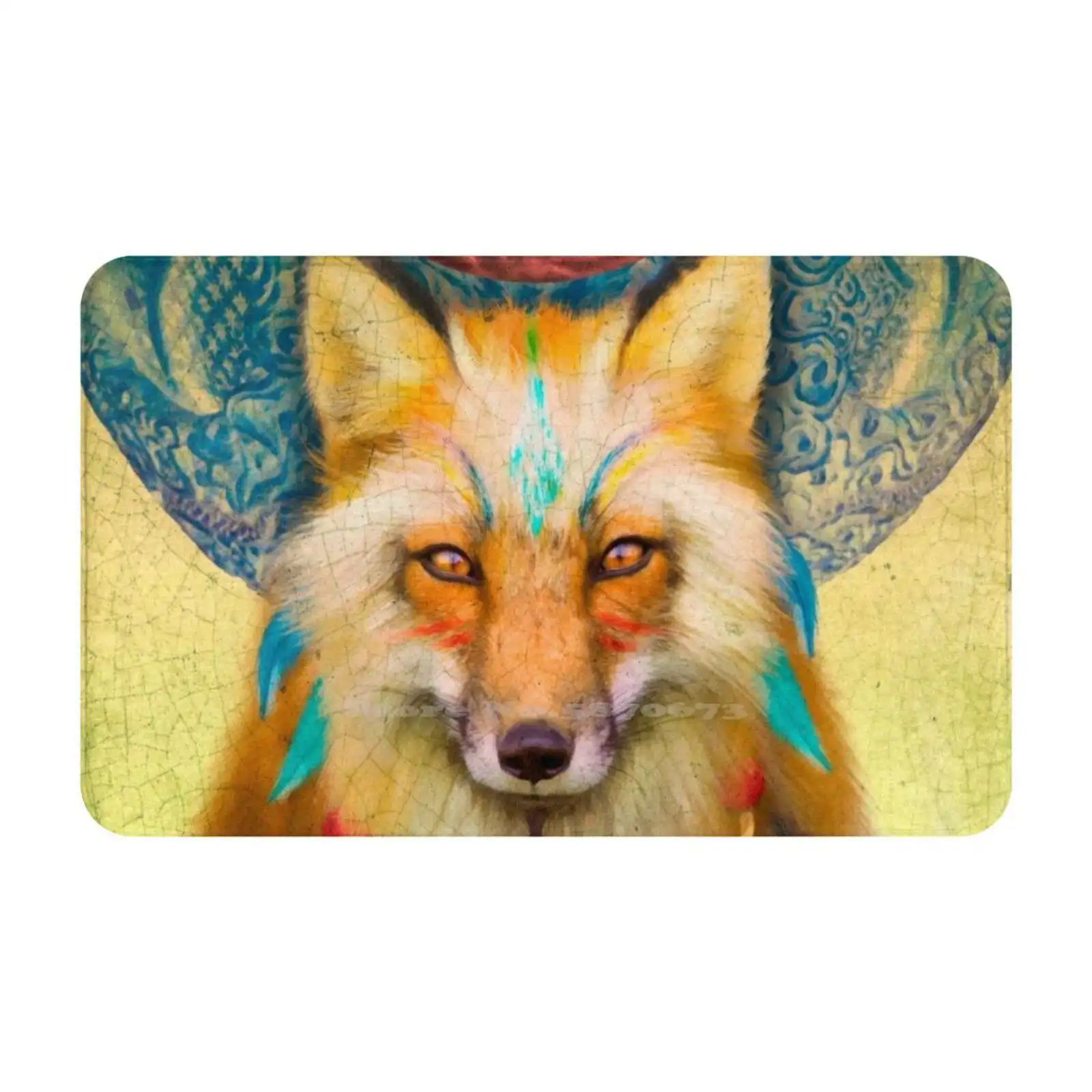 Wise Fox Soft Cushion Car Home Carpet Door Mat Tribal Aimee Stewart Animal Red Fox Shaman Muse Totem