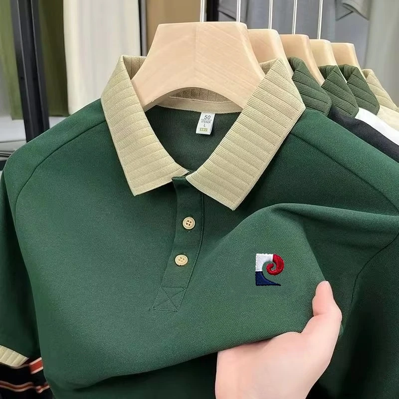 Fashionable High-End Classic Summer New Men'S Boutique Short Sleeved Polo Shirt New Simple Casual Comfortable Breathable Top
