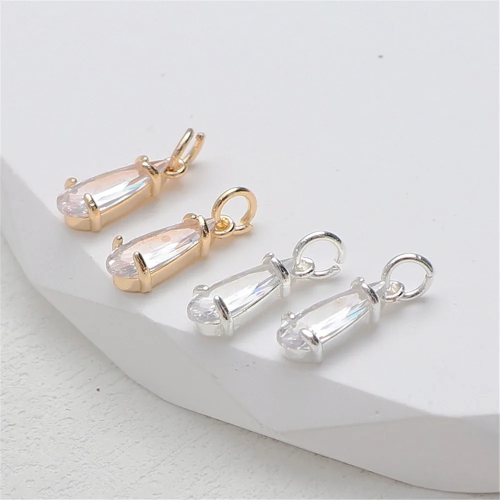 

14k Gold Color Inlaid Zircon Long Water Droplet 5.5*14mm Pendant Bracelet Necklace Earrings Pendant Diy Charm Jewelry