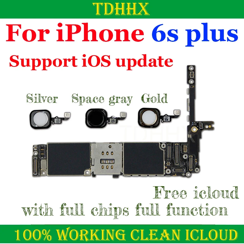 For IPhone 6S Plus With Fingerprint Touch ID Motherboard Lte Clean iCloud Off Good Test LogicBoard Full Chips Working Mainboard