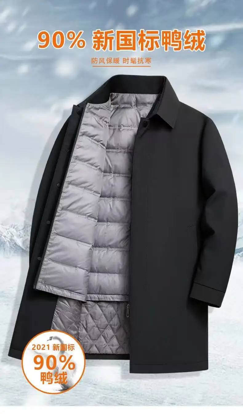 

Новое поступление 2025 года, зимние куртки на 90% белом утином пуху для мужчин, мужской теплый толстый плащ,