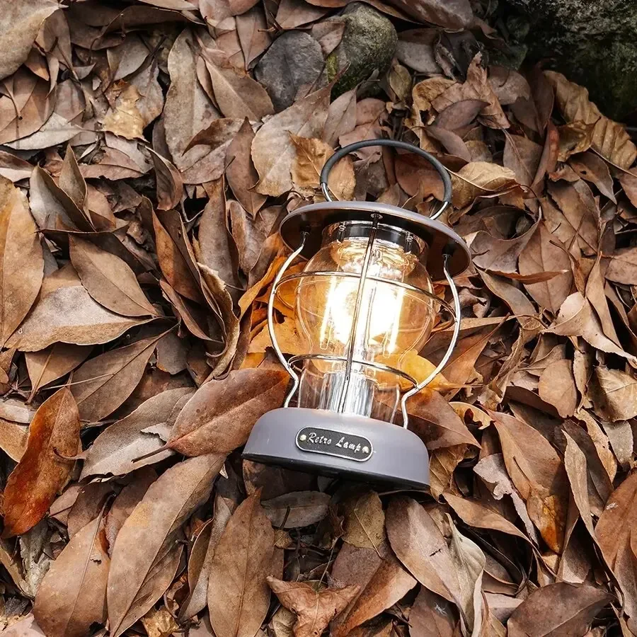 Retro Portable Camping Lantern 4000mAh USB Rechargeable Tent Lamp 3 Adjustable Modes Hiking Fishing Emergency Lighting Power Ban