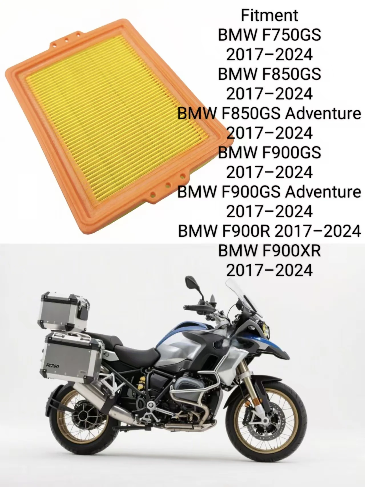 Air Filter Cleaner Intake For BMW F750GS F850GS F850GS ADV F900GS F900R F900XR 2017-2024